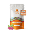 Orange County CBD Gummies in a white and orange stand-up pouch with three cherry-shaped gummies displayed in front on a white background.