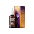 An amber glass dropper bottle and its matching retail box for Orange County CBD 'The 25K' full spectrum CBD oil, displayed on a clean white background.