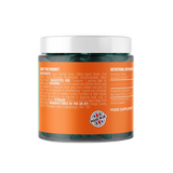 A jar showing the orange back label and white cap against a white background.