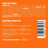 Back of a gummy supplement box on a solid orange background, showing product details, ingredients, nutritional information, and a barcode.