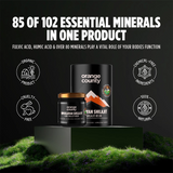 Orange County Himalayan Shilajit product with promotional text on a black background